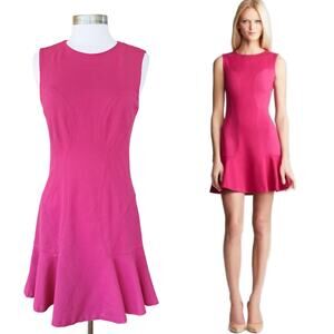 DIANE von FURSTENBERG Pink Jaelyn Sleeveless Ruffle Hem Mini Dress 8 *runs small